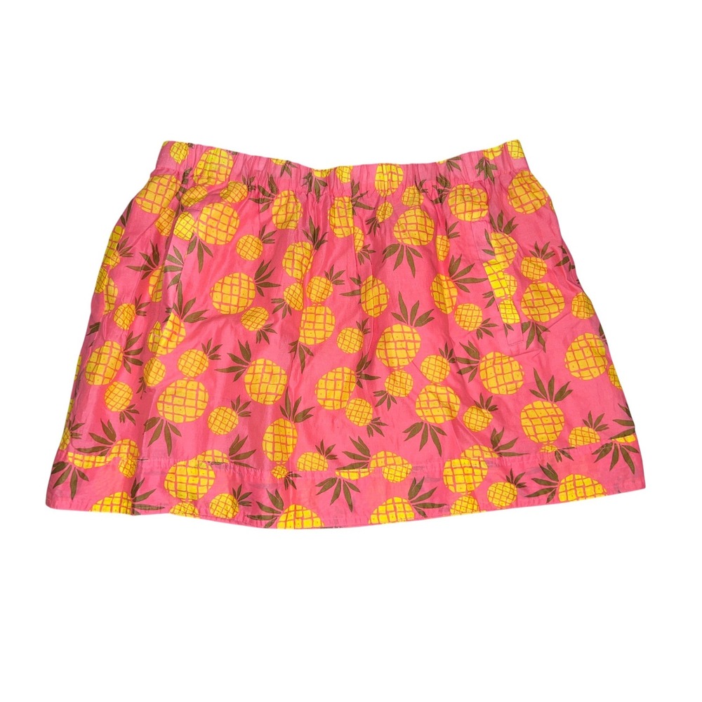 J. Crew Pink Pineapple Print Elastic Waist Skirt Women's Size L Summer Casual - Picture 5 of 8